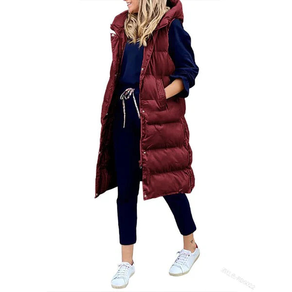 Nerina | Sleeveless Cotton Longline Vest Coat