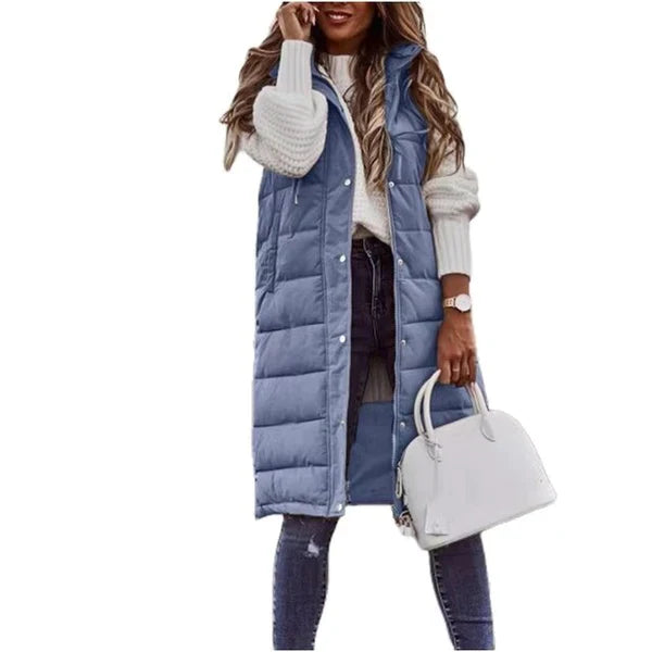 Nerina | Sleeveless Cotton Longline Vest Coat
