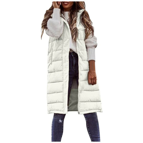 Nerina | Sleeveless Cotton Longline Vest Coat