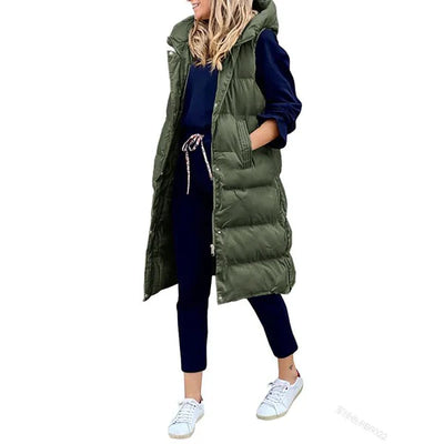 Nerina | Sleeveless Cotton Longline Vest Coat