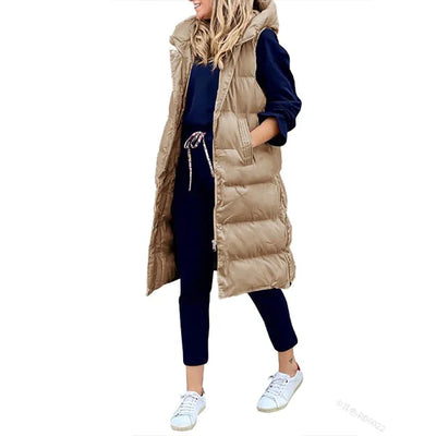Nerina | Sleeveless Cotton Longline Vest Coat