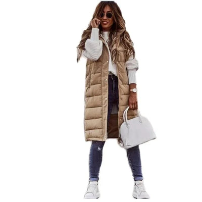 Nerina | Sleeveless Cotton Longline Vest Coat