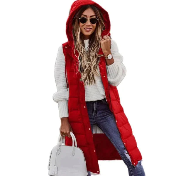 Nerina | Sleeveless Cotton Longline Vest Coat