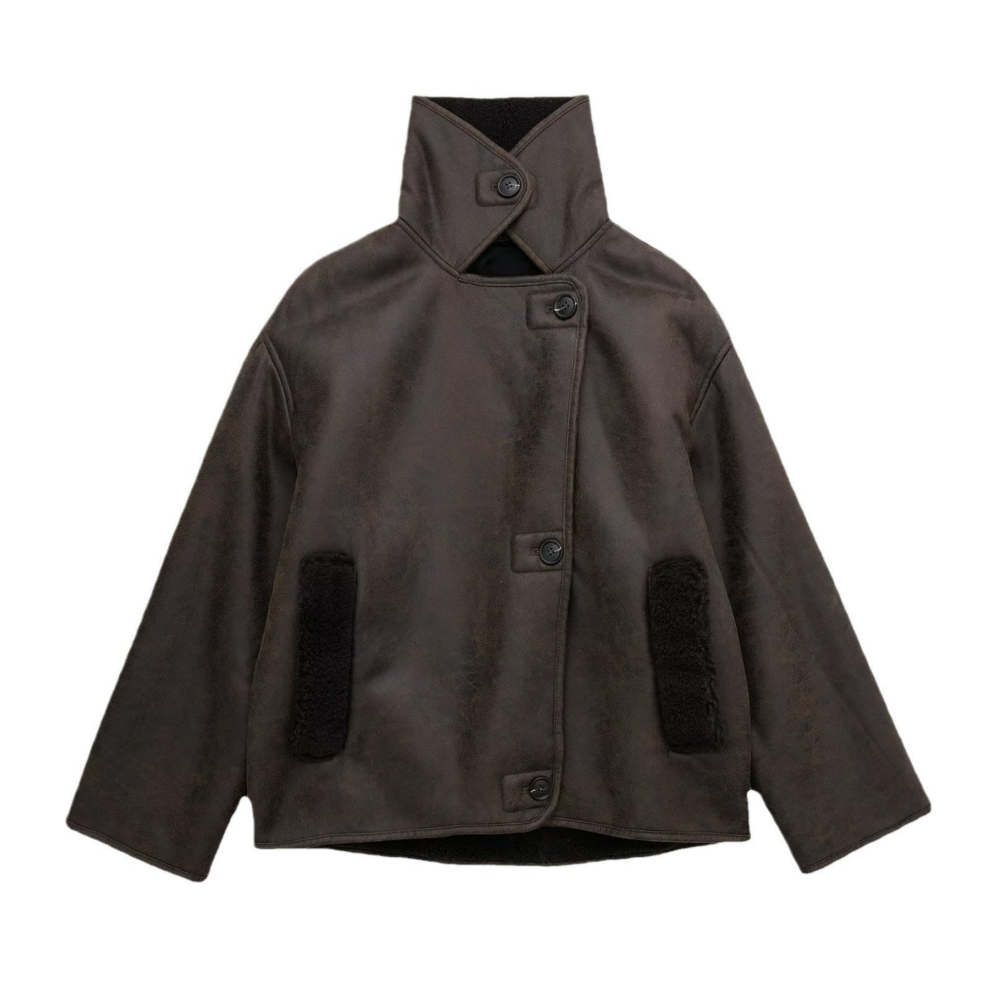 Amara | Warm Lined Women’s Coat in Faux Fur & Leather