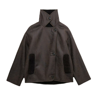 Amara | Warm Lined Women’s Coat in Faux Fur & Leather