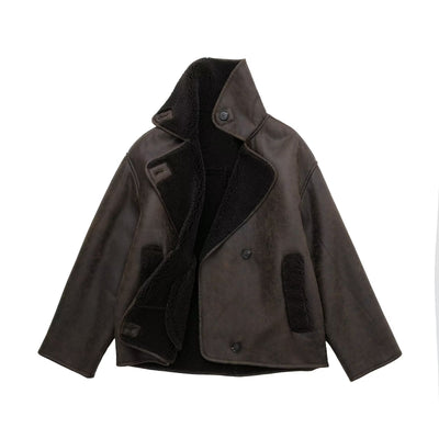 Amara | Warm Lined Women’s Coat in Faux Fur & Leather
