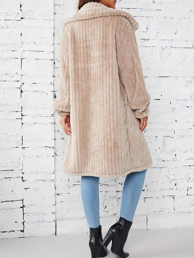 Liesa | Effortlessly Cozy Mid-Length Fuzzy Coat with Button Closure Outerwear