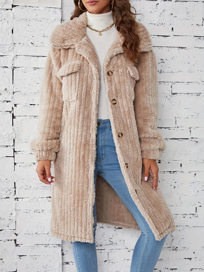 Liesa | Effortlessly Cozy Mid-Length Fuzzy Coat with Button Closure Outerwear