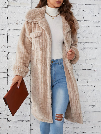 Liesa | Effortlessly Cozy Mid-Length Fuzzy Coat with Button Closure Outerwear