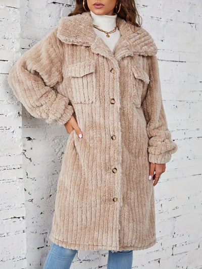 Liesa | Effortlessly Cozy Mid-Length Fuzzy Coat with Button Closure Outerwear