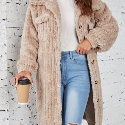 Liesa | Effortlessly Cozy Mid-Length Fuzzy Coat with Button Closure Outerwear