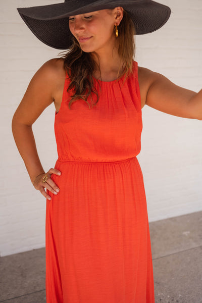 Emma | Vibrant Orange Summer Dress for Women
