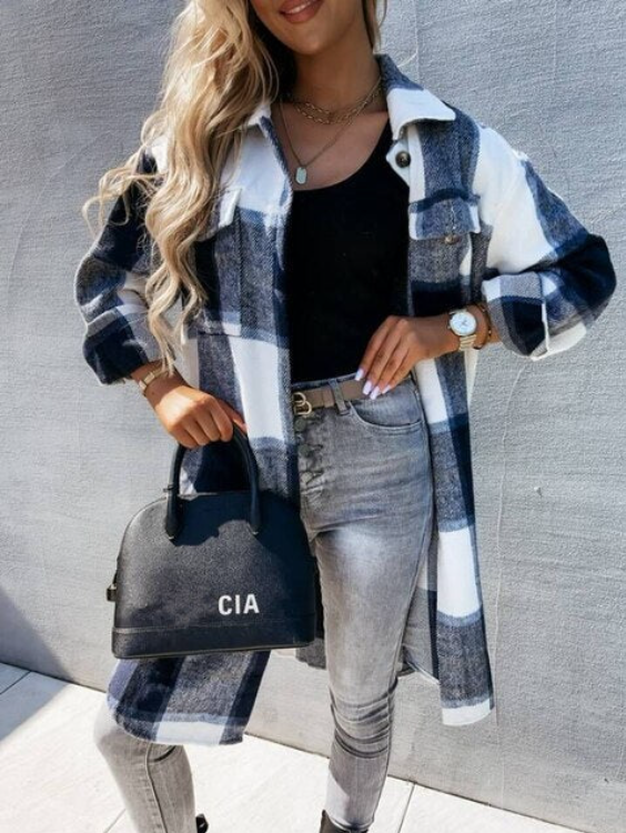 CARA | STYLISH CHECKED COAT WITH SLIM FIT