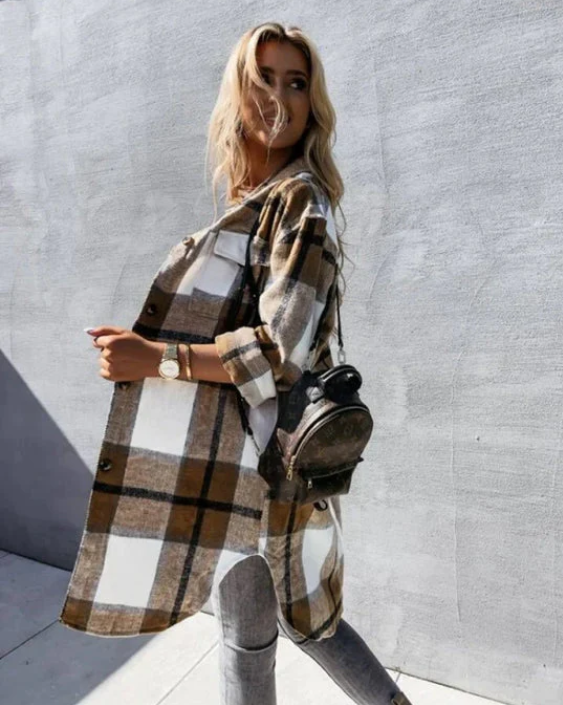 CARA | STYLISH CHECKED COAT WITH SLIM FIT