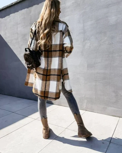 CARA | STYLISH CHECKED COAT WITH SLIM FIT
