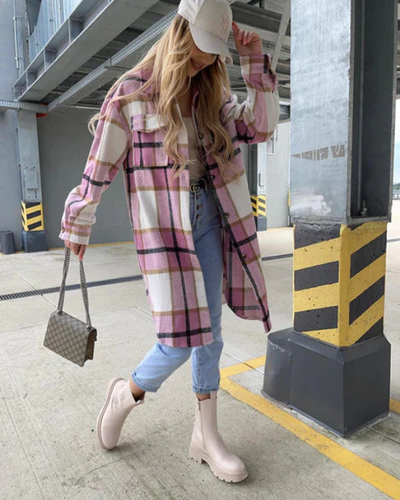 CARA | STYLISH CHECKED COAT WITH SLIM FIT